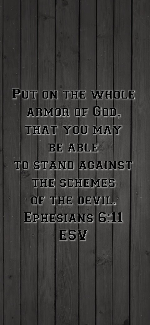 
Put on the whole
armor of God,
that you may
be able
to stand against
the schemes
of the devil.
Ephesians 6:11
ESV Text Wallpaper
