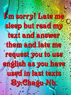 I'm sorry! Late me sleep but read my text and answer them and late me request you to use english as you have used in last texts By:Chagu Nb. Text Wallpaper